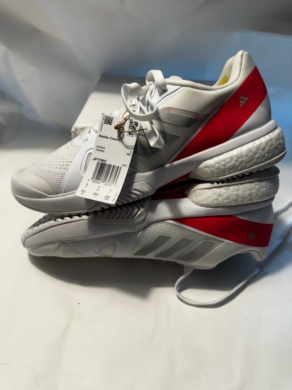 adidas White & Red Stella Court Athletic Tennis Shoes women new/return s9.5